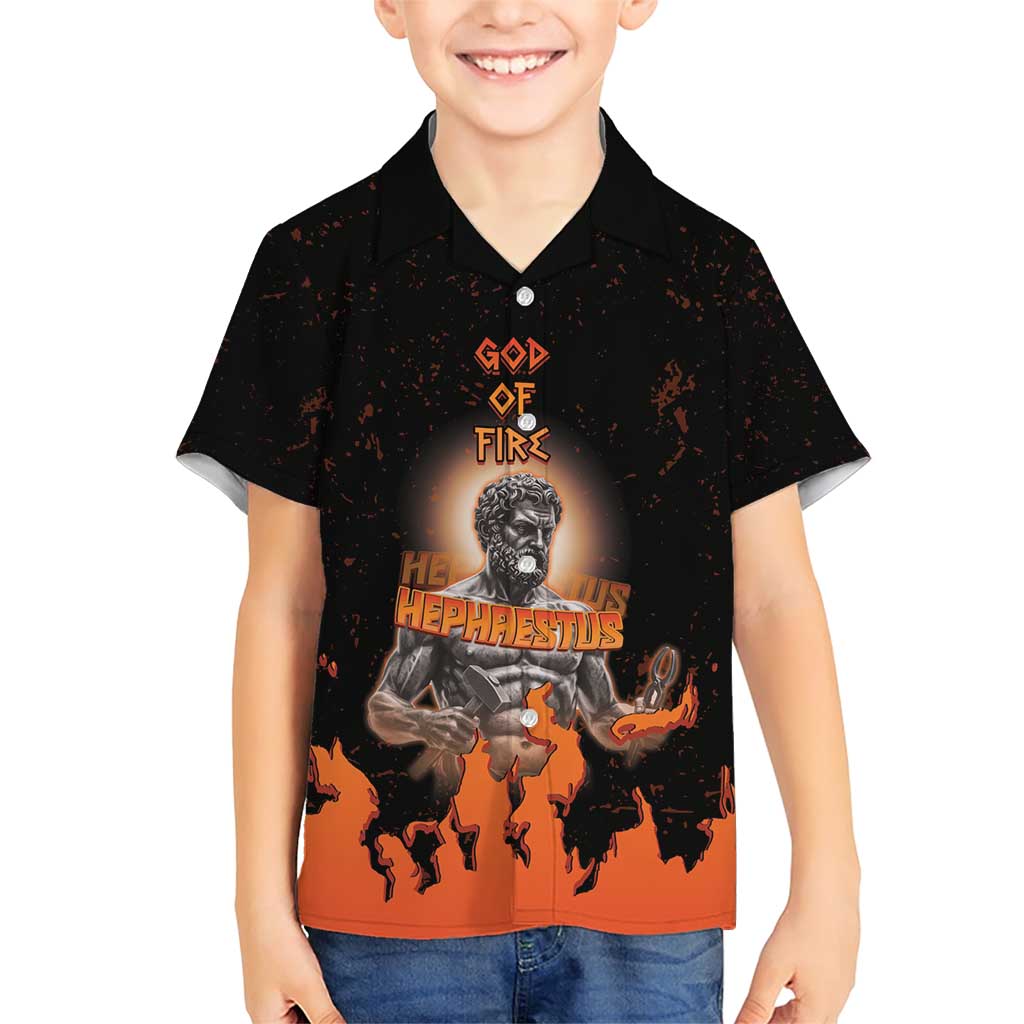 Ancient Greek Hephaestus Family Matching Short Sleeve Bodycon Dress and Hawaiian Shirt God Of Fire - Wonder Print Shop