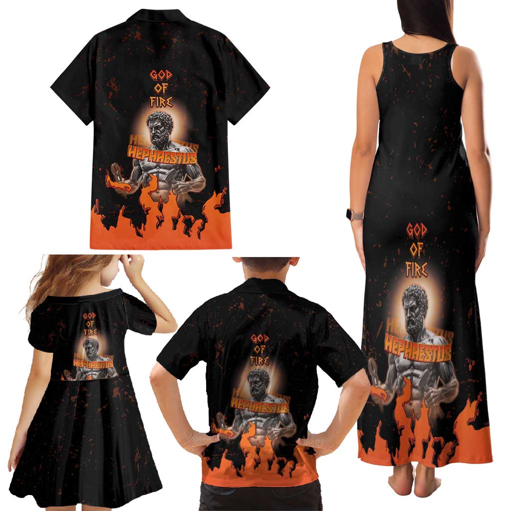 Ancient Greek Hephaestus Family Matching Tank Maxi Dress and Hawaiian Shirt God Of Fire - Wonder Print Shop
