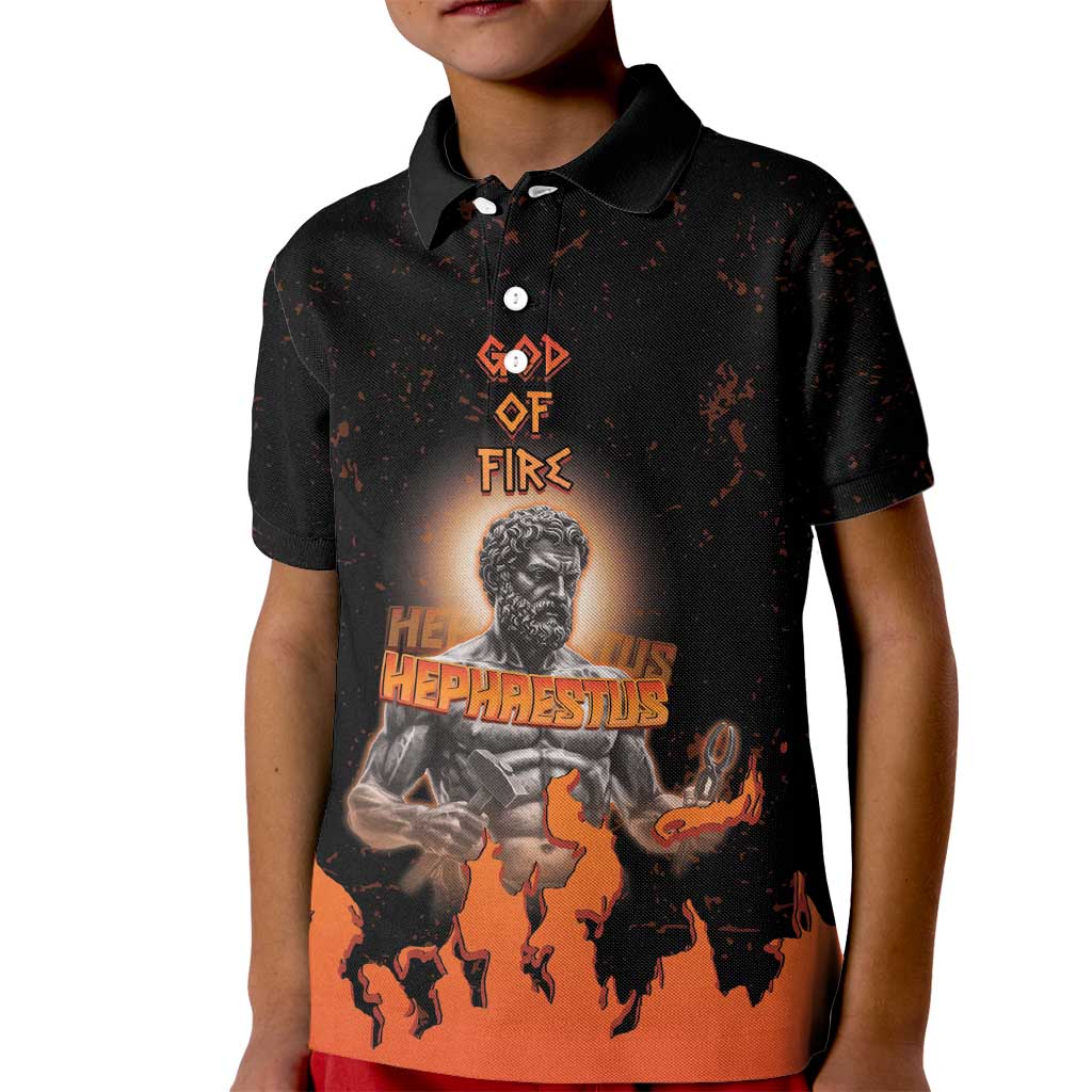 Ancient Greek Hephaestus Kid Polo Shirt God Of Fire - Wonder Print Shop