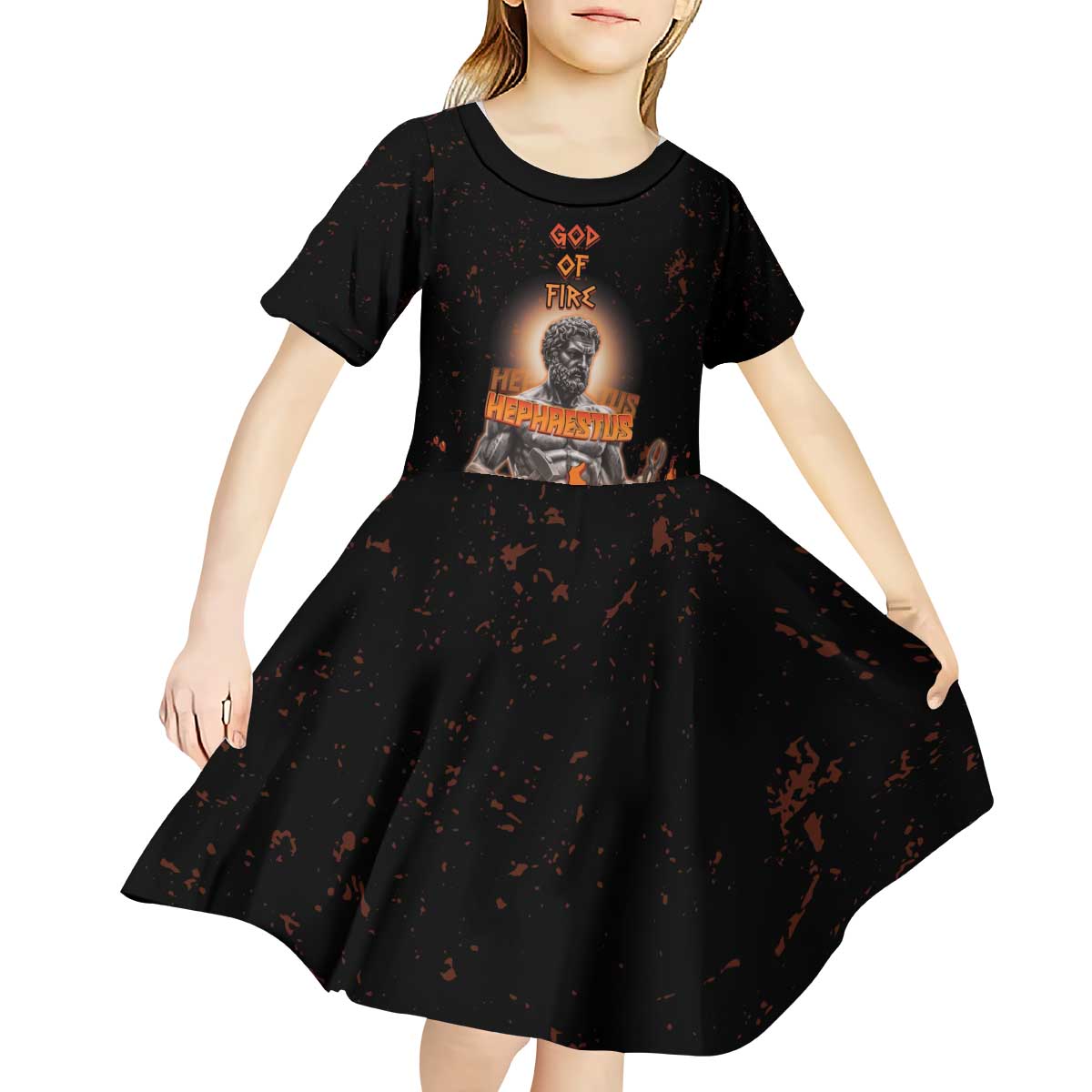 Ancient Greek Hephaestus Kid Short Sleeve Dress God Of Fire - Wonder Print Shop