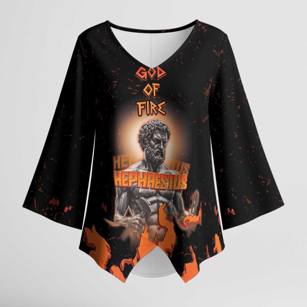Ancient Greek Hephaestus Kimono Sleeve Blouse God Of Fire - Wonder Print Shop