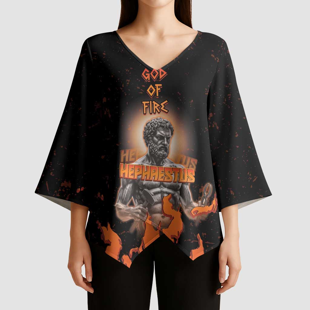 Ancient Greek Hephaestus Kimono Sleeve Blouse God Of Fire - Wonder Print Shop
