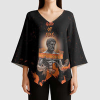 Ancient Greek Hephaestus Kimono Sleeve Blouse God Of Fire - Wonder Print Shop