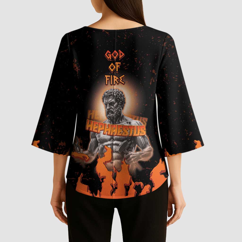 Ancient Greek Hephaestus Kimono Sleeve Blouse God Of Fire - Wonder Print Shop