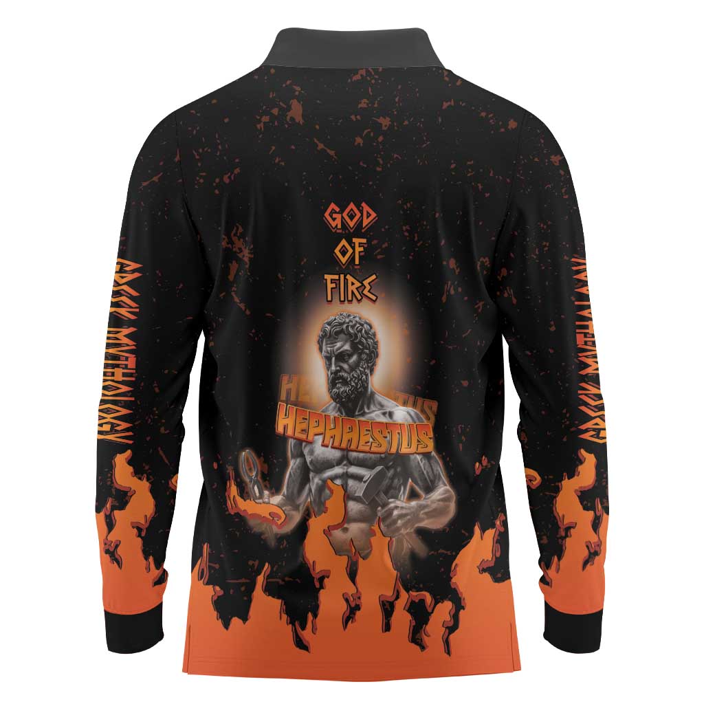 Ancient Greek Hephaestus Long Sleeve Polo Shirt God Of Fire - Wonder Print Shop