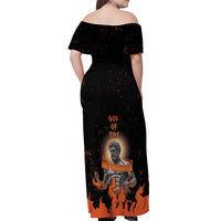 Ancient Greek Hephaestus Off Shoulder Maxi Dress God Of Fire - Wonder Print Shop