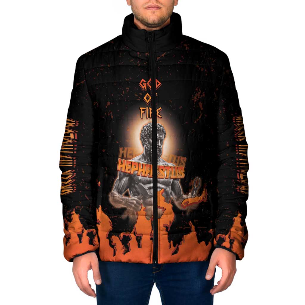 Ancient Greek Hephaestus Padded Jacket God Of Fire - Wonder Print Shop