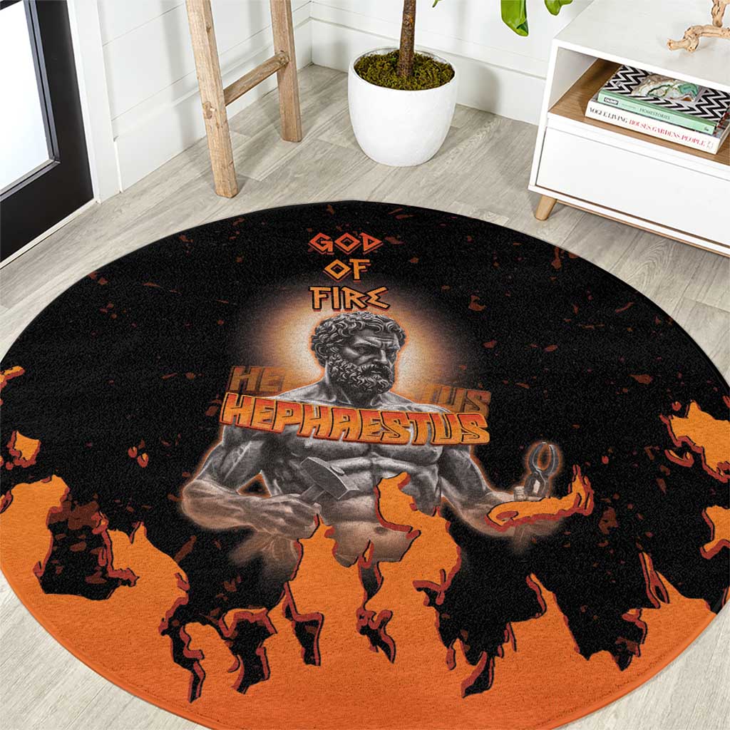 Ancient Greek Hephaestus Round Carpet God Of Fire - Wonder Print Shop
