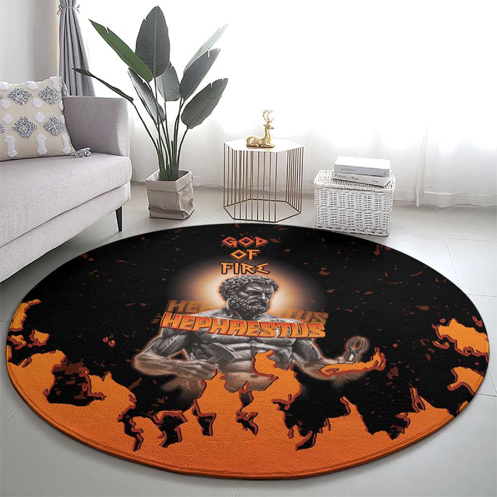 Ancient Greek Hephaestus Round Carpet God Of Fire - Wonder Print Shop