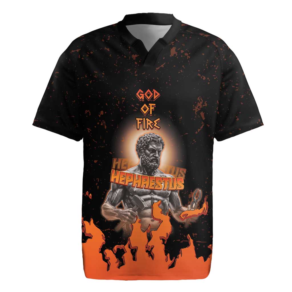 Ancient Greek Hephaestus Rugby Jersey God Of Fire - Wonder Print Shop