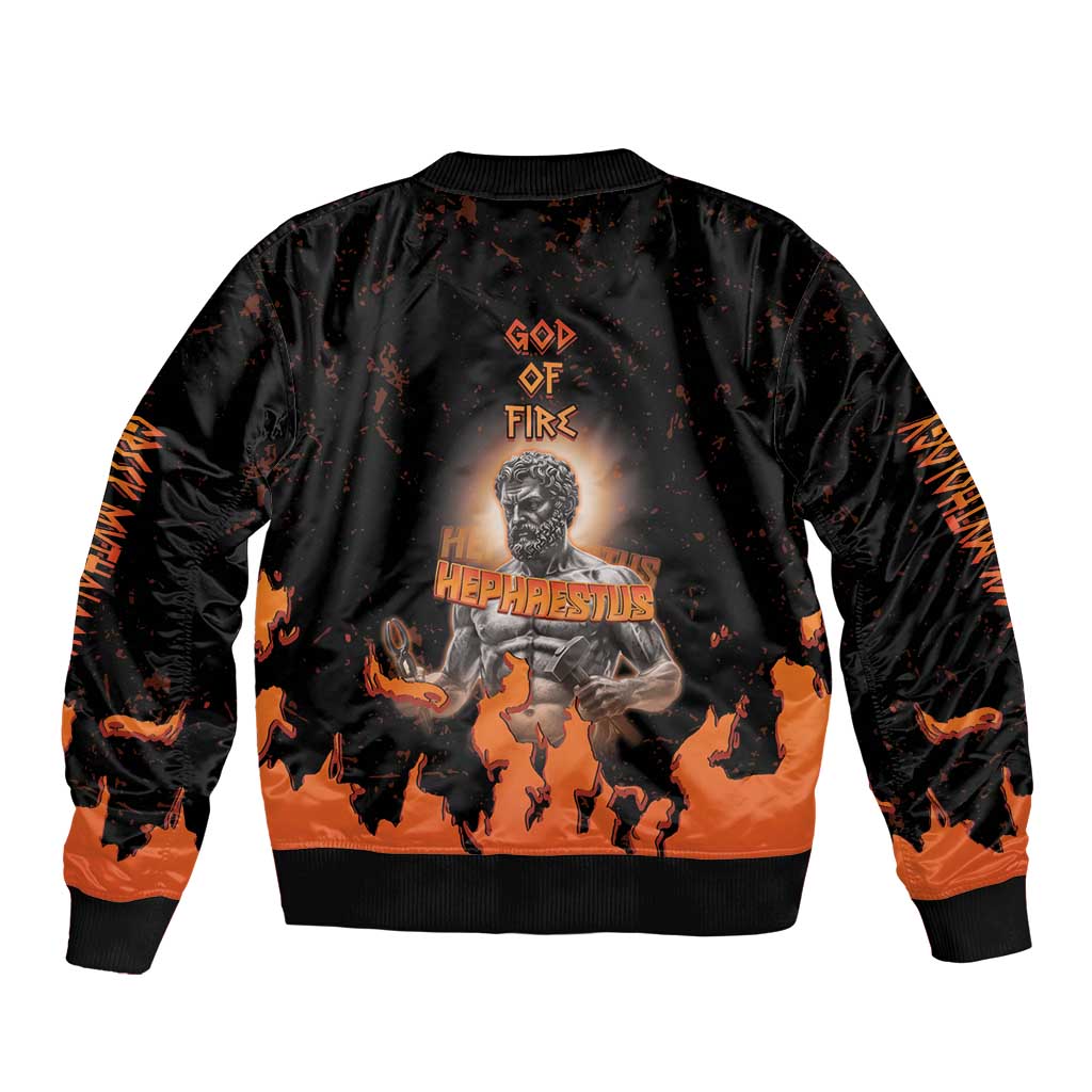 Ancient Greek Hephaestus Sleeve Zip Bomber Jacket God Of Fire - Wonder Print Shop