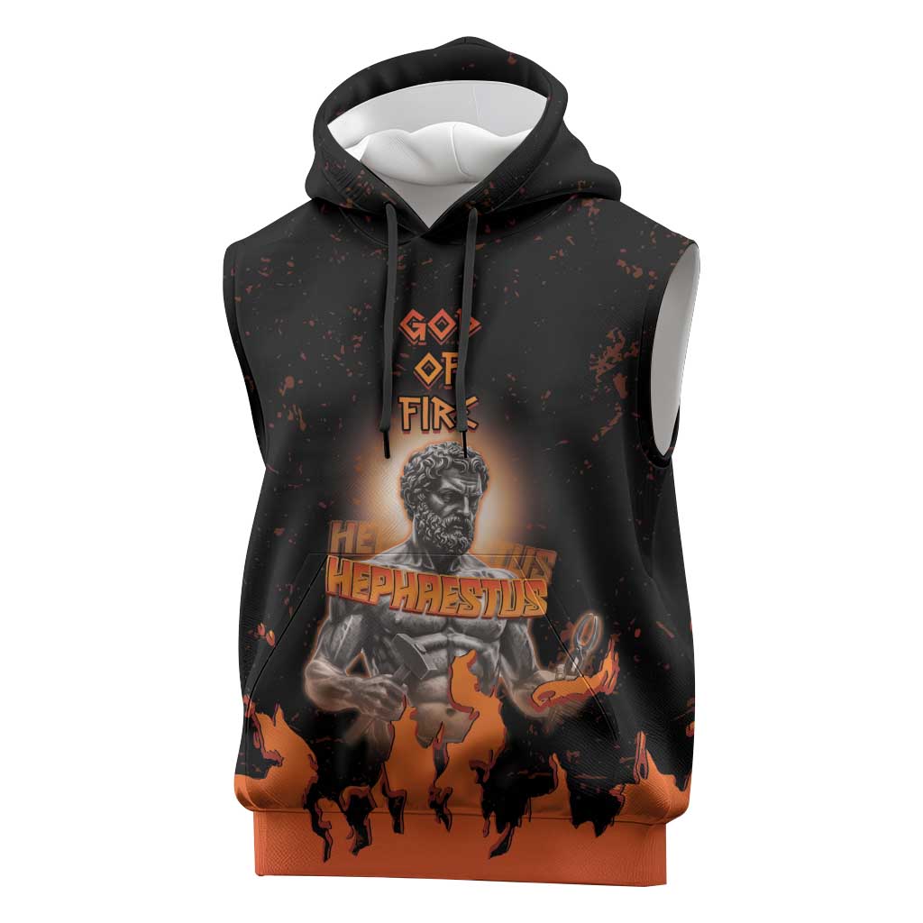 Ancient Greek Hephaestus Sleeveless Hoodie God Of Fire - Wonder Print Shop