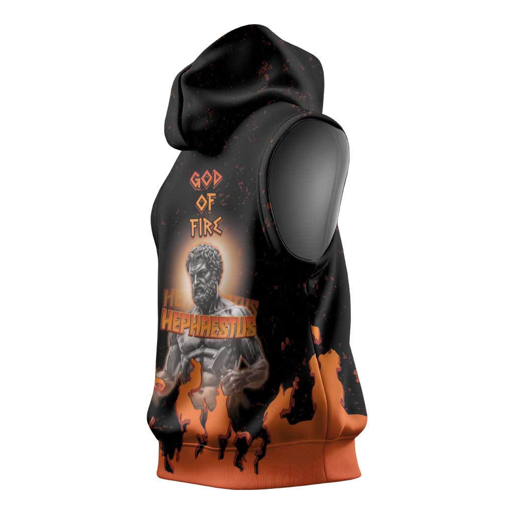 Ancient Greek Hephaestus Sleeveless Hoodie God Of Fire - Wonder Print Shop