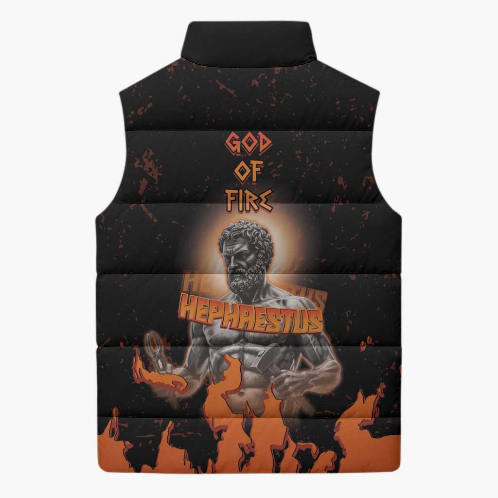 Ancient Greek Hephaestus Sleeveless Puffer Jacket God Of Fire - Wonder Print Shop