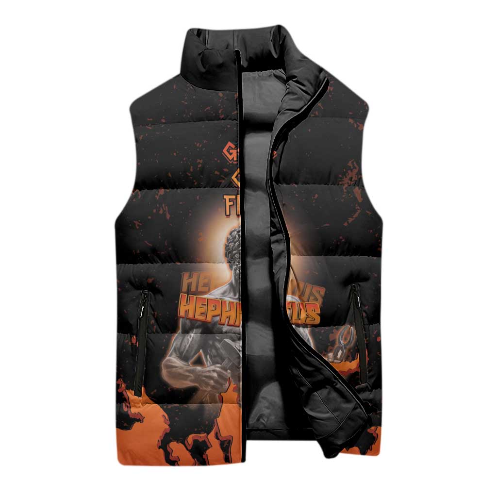 Ancient Greek Hephaestus Sleeveless Puffer Jacket God Of Fire - Wonder Print Shop