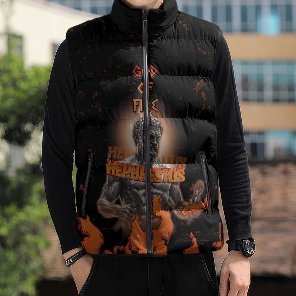 Ancient Greek Hephaestus Sleeveless Puffer Jacket God Of Fire - Wonder Print Shop