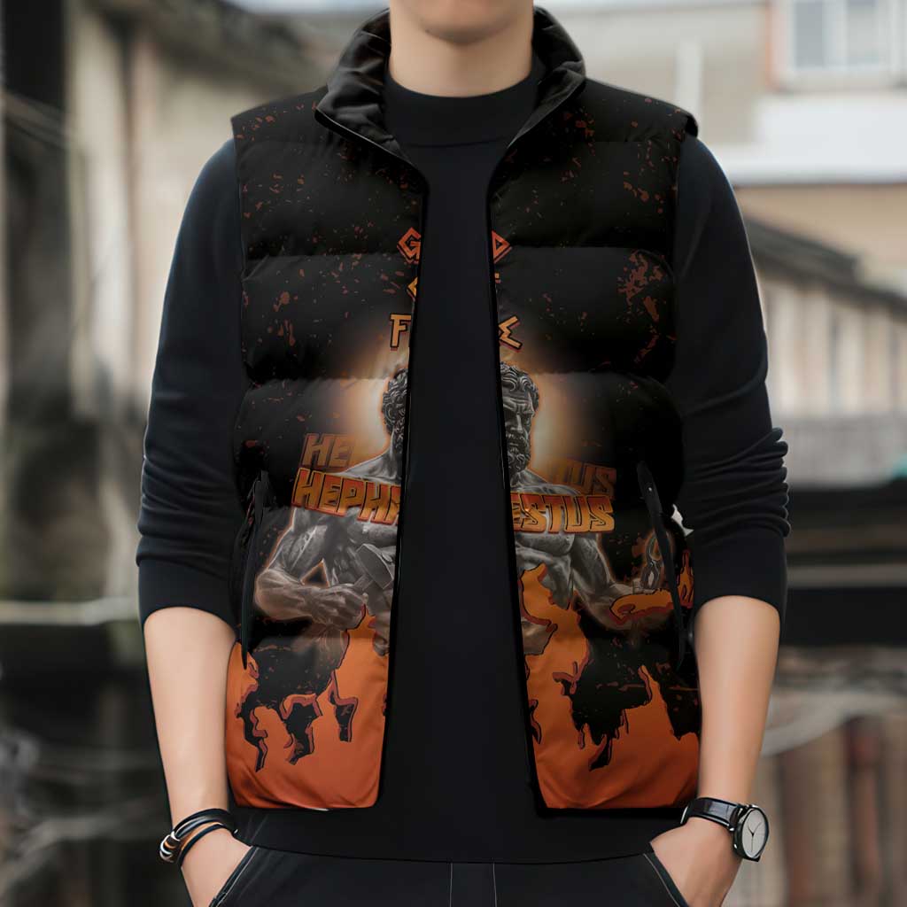 Ancient Greek Hephaestus Sleeveless Puffer Jacket God Of Fire - Wonder Print Shop