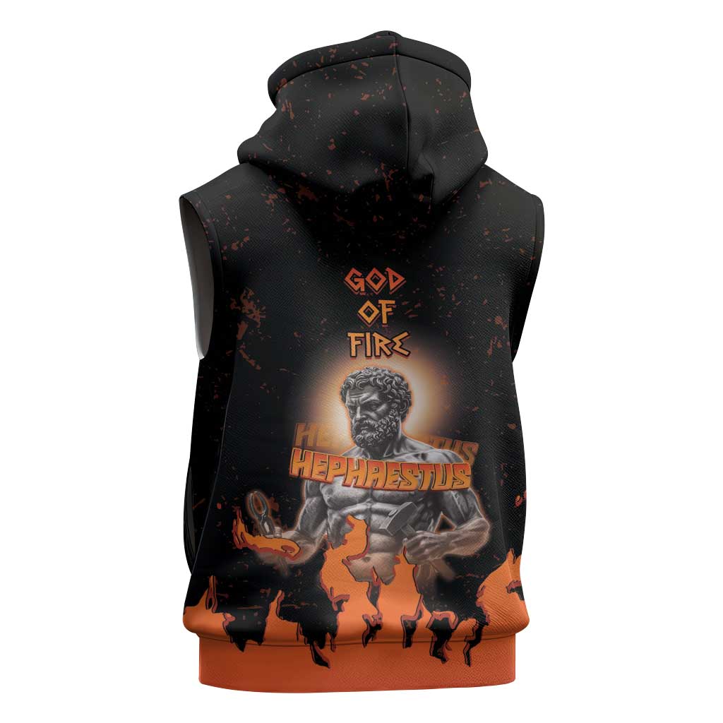 Ancient Greek Hephaestus Sleeveless Zip Hoodie God Of Fire - Wonder Print Shop
