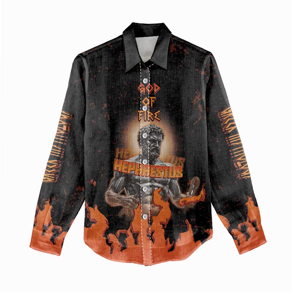 Ancient Greek Hephaestus Women Casual Shirt God Of Fire - Wonder Print Shop