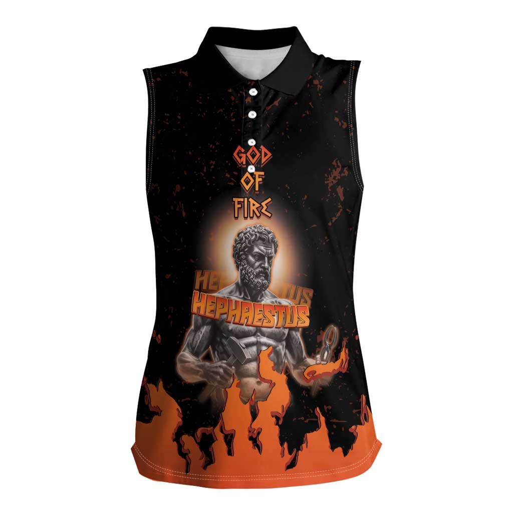 Ancient Greek Hephaestus Women Sleeveless Polo Shirt God Of Fire - Wonder Print Shop