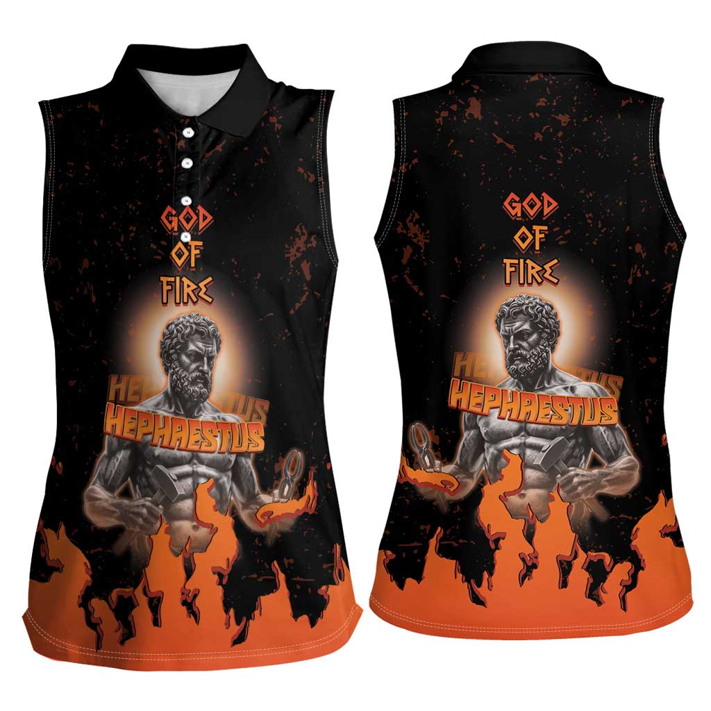 Ancient Greek Hephaestus Women Sleeveless Polo Shirt God Of Fire - Wonder Print Shop