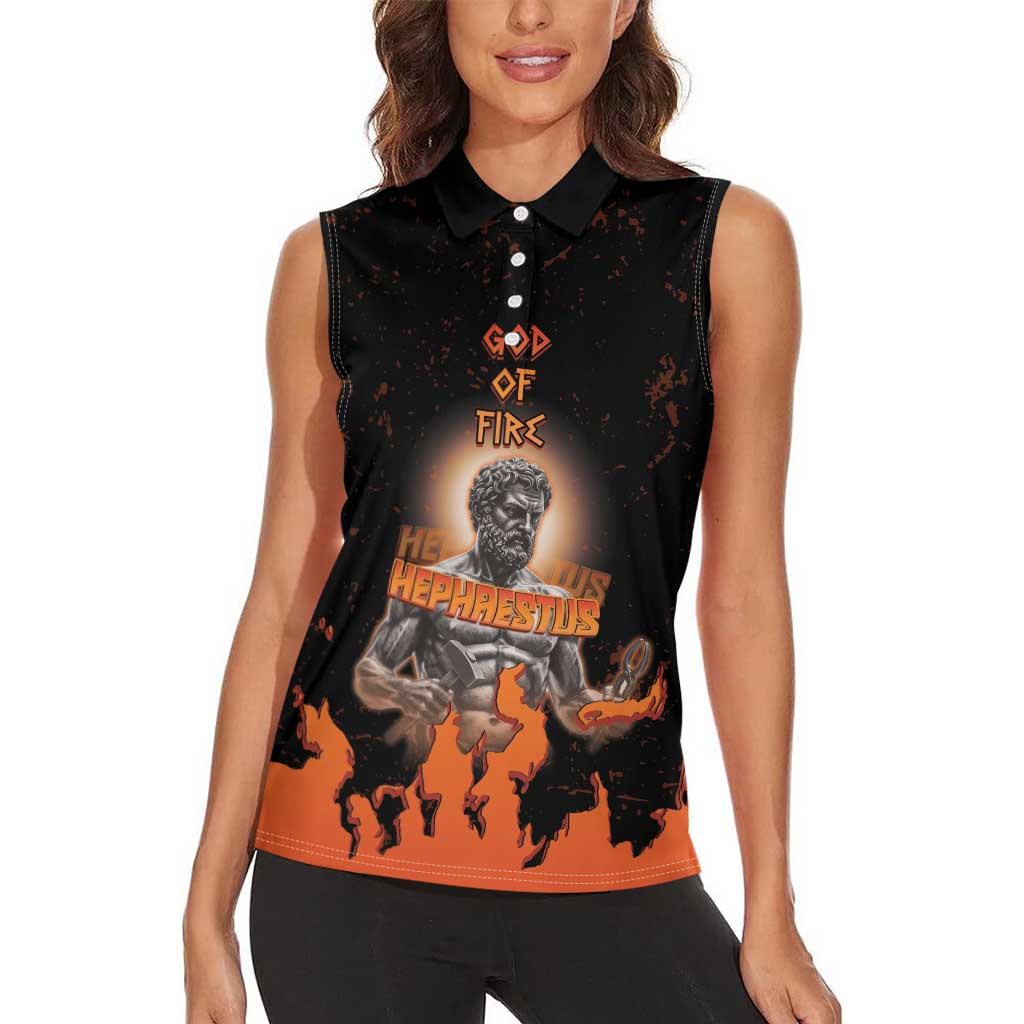 Ancient Greek Hephaestus Women Sleeveless Polo Shirt God Of Fire - Wonder Print Shop