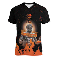 Ancient Greek Hephaestus Women V-Neck T-Shirt God Of Fire - Wonder Print Shop