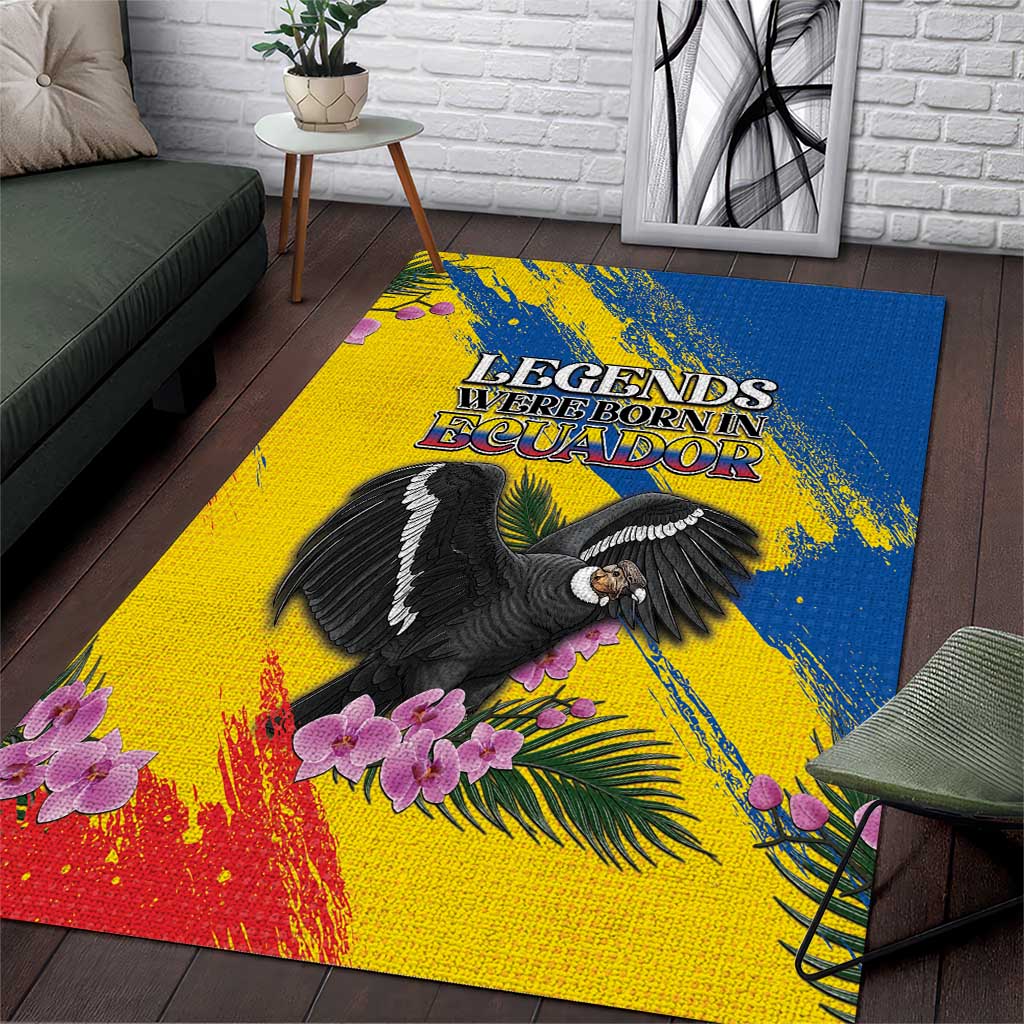 Ecuador Area Rug Andean Condor With Phalaenopsis Orchid - Wonder Print Shop