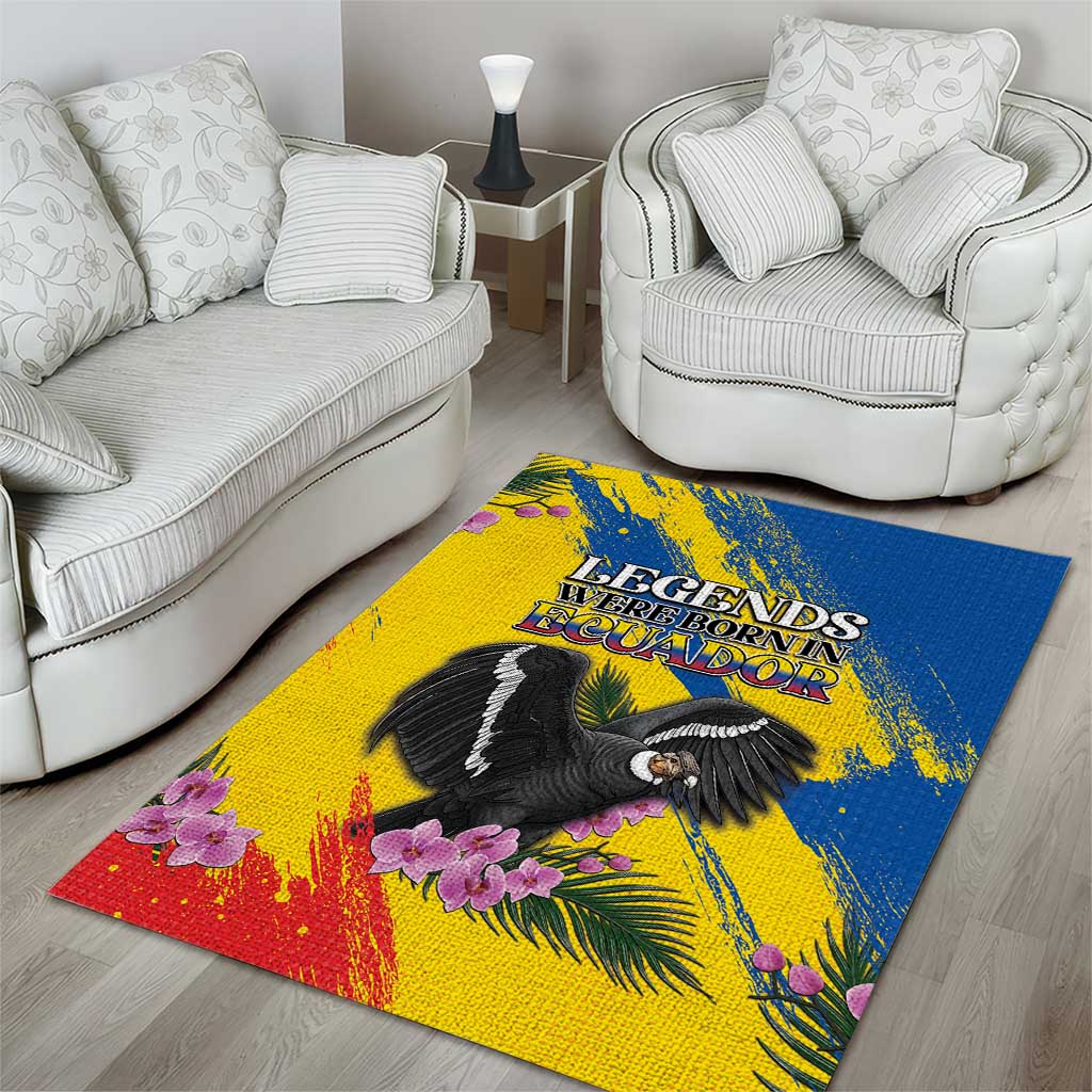 Ecuador Area Rug Andean Condor With Phalaenopsis Orchid - Wonder Print Shop