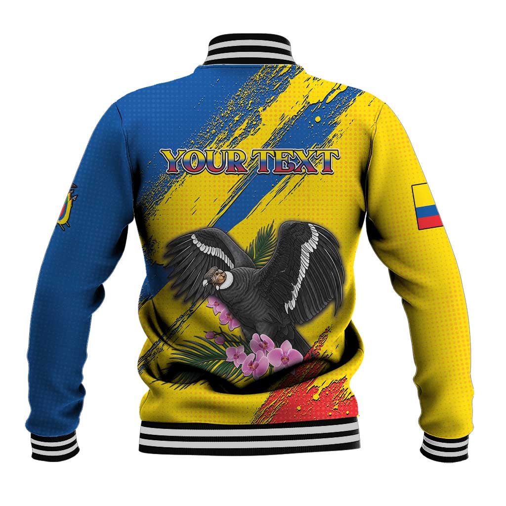 Personalized Ecuador Baseball Jacket Andean Condor With Phalaenopsis Orchid - Wonder Print Shop