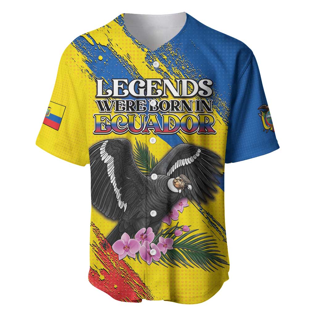 Personalized Ecuador Baseball Jersey Andean Condor With Phalaenopsis Orchid - Wonder Print Shop