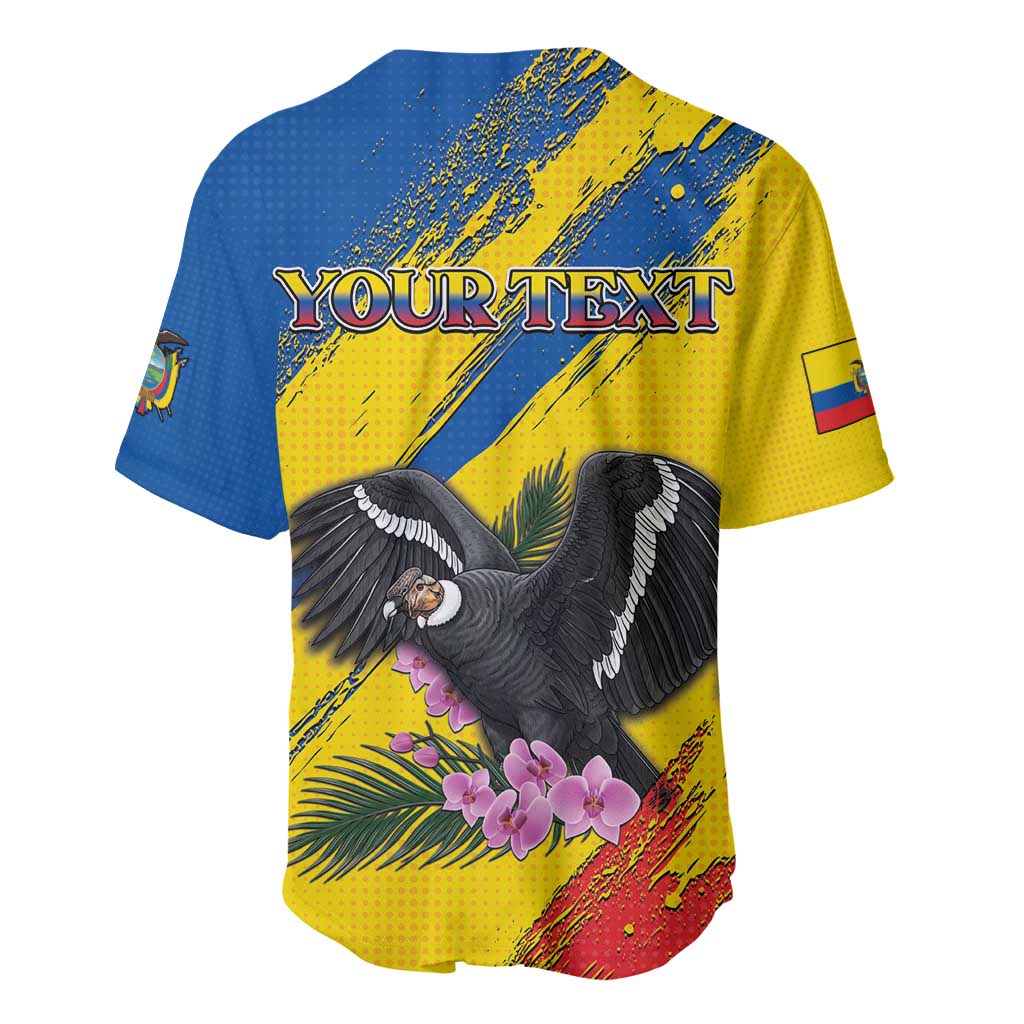 Personalized Ecuador Baseball Jersey Andean Condor With Phalaenopsis Orchid - Wonder Print Shop