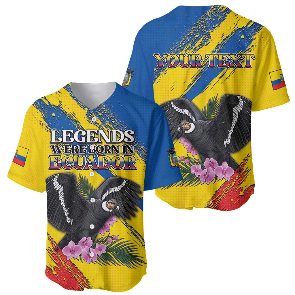 Personalized Ecuador Baseball Jersey Andean Condor With Phalaenopsis Orchid - Wonder Print Shop
