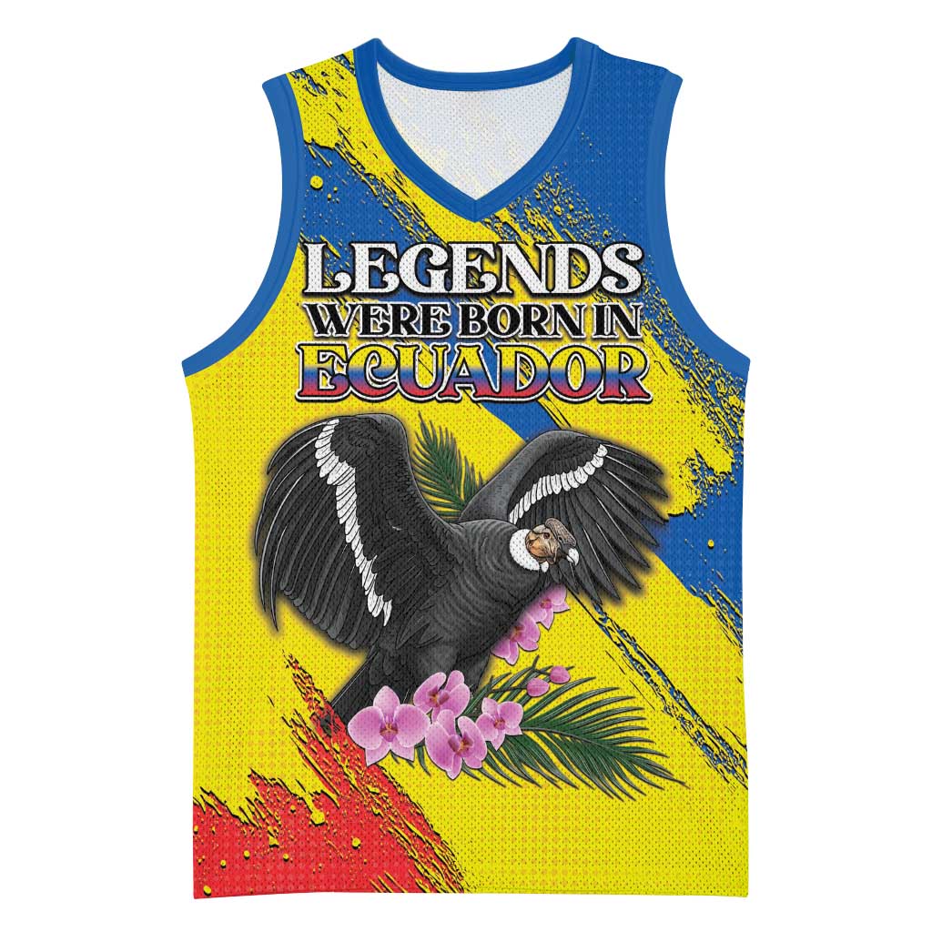 Personalized Ecuador Basketball Jersey Andean Condor With Phalaenopsis Orchid - Wonder Print Shop