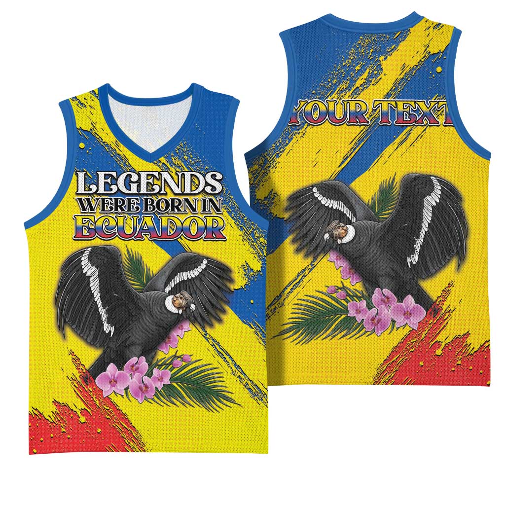 Personalized Ecuador Basketball Jersey Andean Condor With Phalaenopsis Orchid - Wonder Print Shop