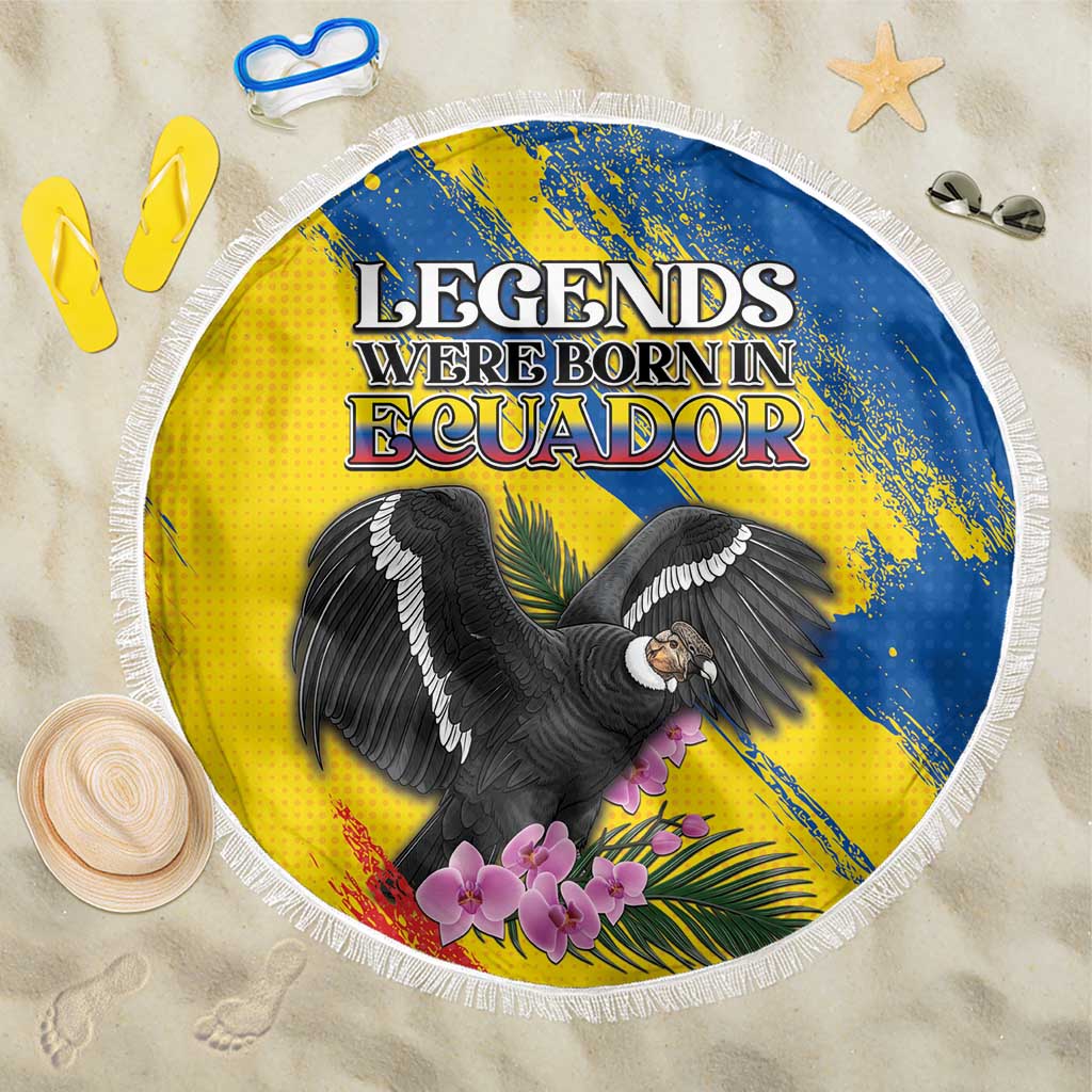 Ecuador Beach Blanket Andean Condor With Phalaenopsis Orchid - Wonder Print Shop