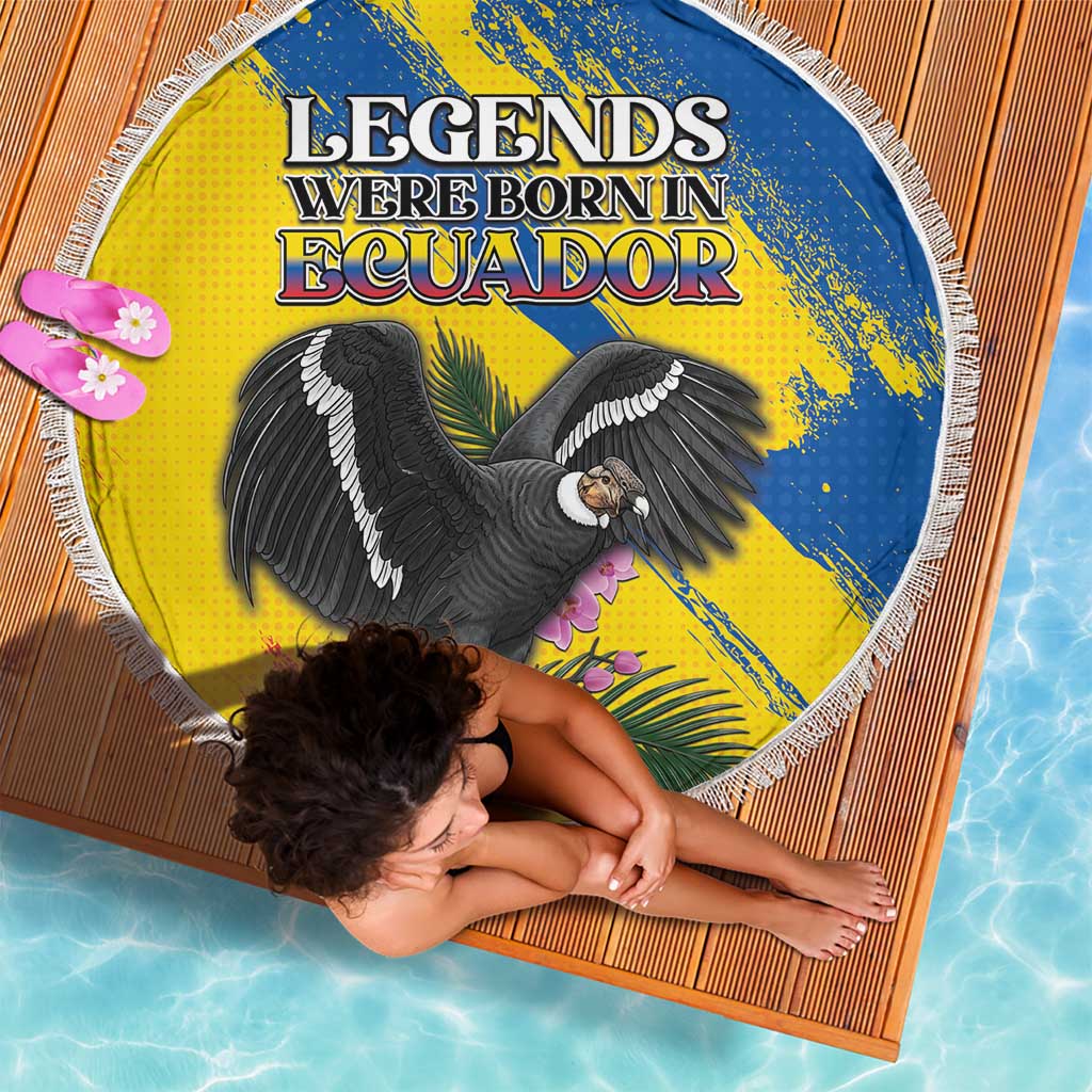 Ecuador Beach Blanket Andean Condor With Phalaenopsis Orchid - Wonder Print Shop