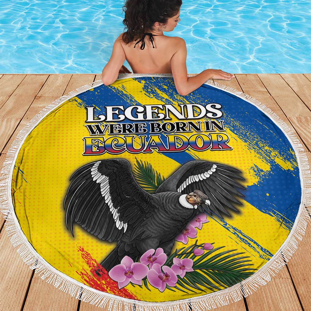 Ecuador Beach Blanket Andean Condor With Phalaenopsis Orchid - Wonder Print Shop