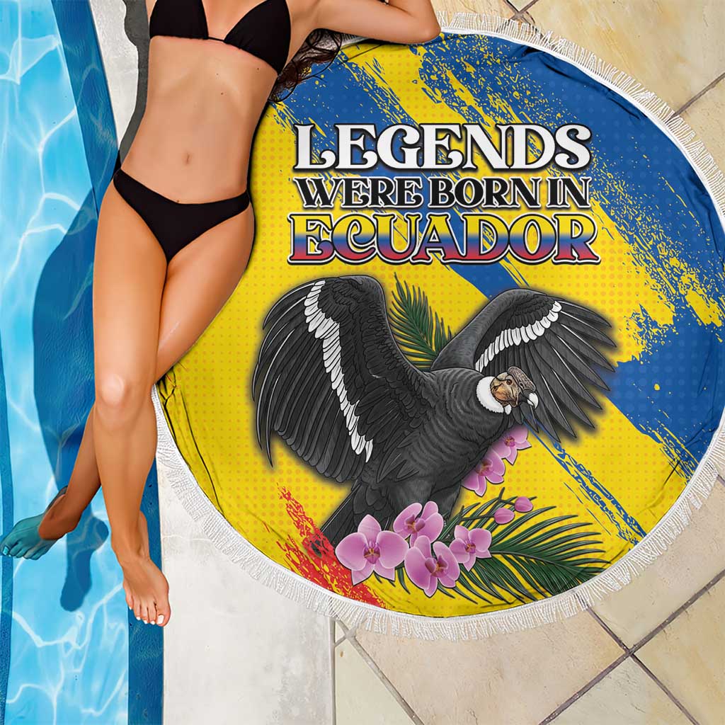 Ecuador Beach Blanket Andean Condor With Phalaenopsis Orchid - Wonder Print Shop