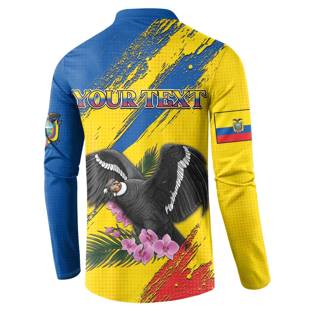Personalized Ecuador Button Sweatshirt Andean Condor With Phalaenopsis Orchid - Wonder Print Shop