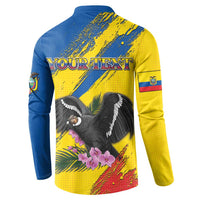 Personalized Ecuador Button Sweatshirt Andean Condor With Phalaenopsis Orchid - Wonder Print Shop