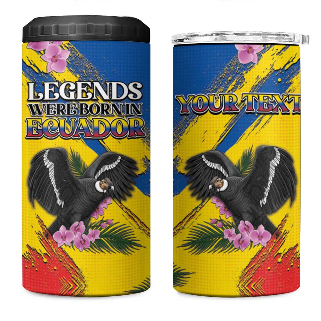 Personalized Ecuador 4 in 1 Can Cooler Tumbler Andean Condor With Phalaenopsis Orchid - Wonder Print Shop