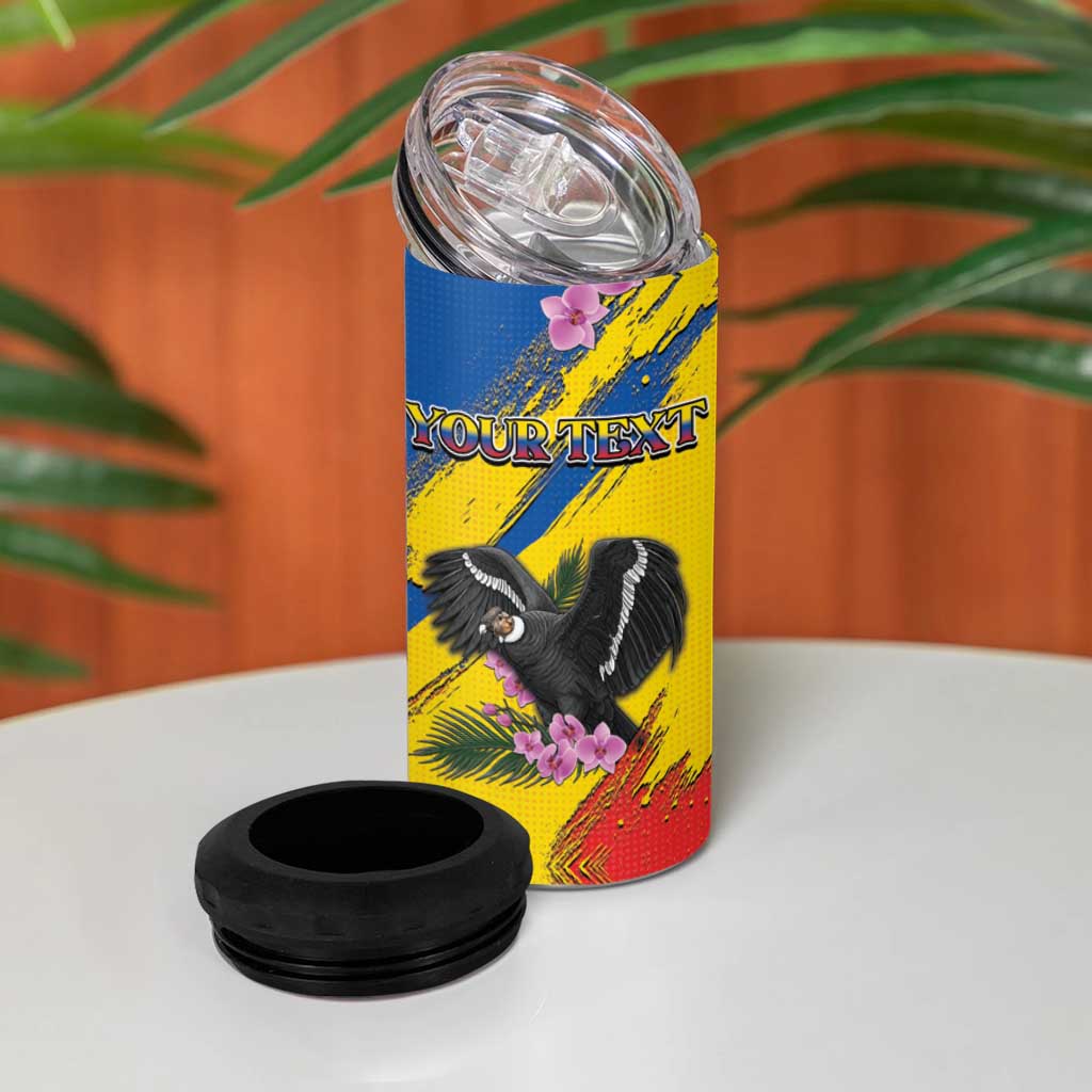 Personalized Ecuador 4 in 1 Can Cooler Tumbler Andean Condor With Phalaenopsis Orchid - Wonder Print Shop