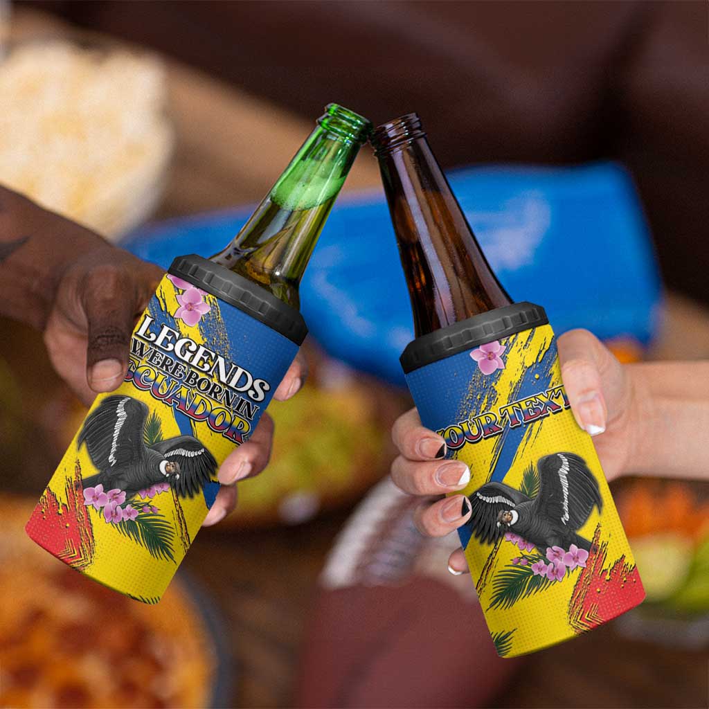 Personalized Ecuador 4 in 1 Can Cooler Tumbler Andean Condor With Phalaenopsis Orchid - Wonder Print Shop