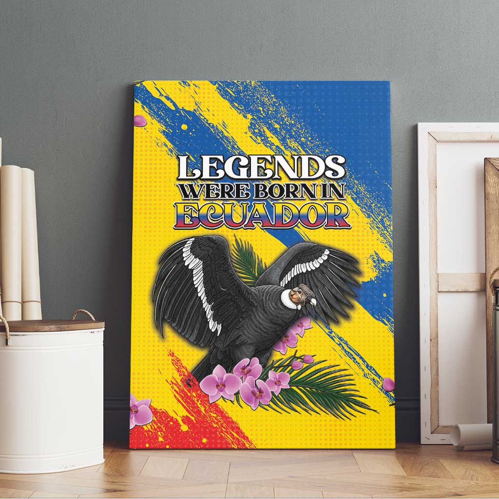 Ecuador Canvas Wall Art Andean Condor With Phalaenopsis Orchid - Wonder Print Shop