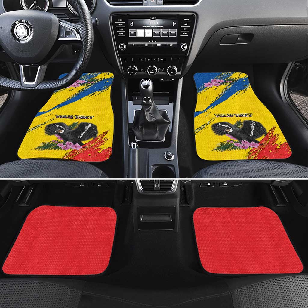 Personalized Ecuador Car Mats Andean Condor With Phalaenopsis Orchid - Wonder Print Shop
