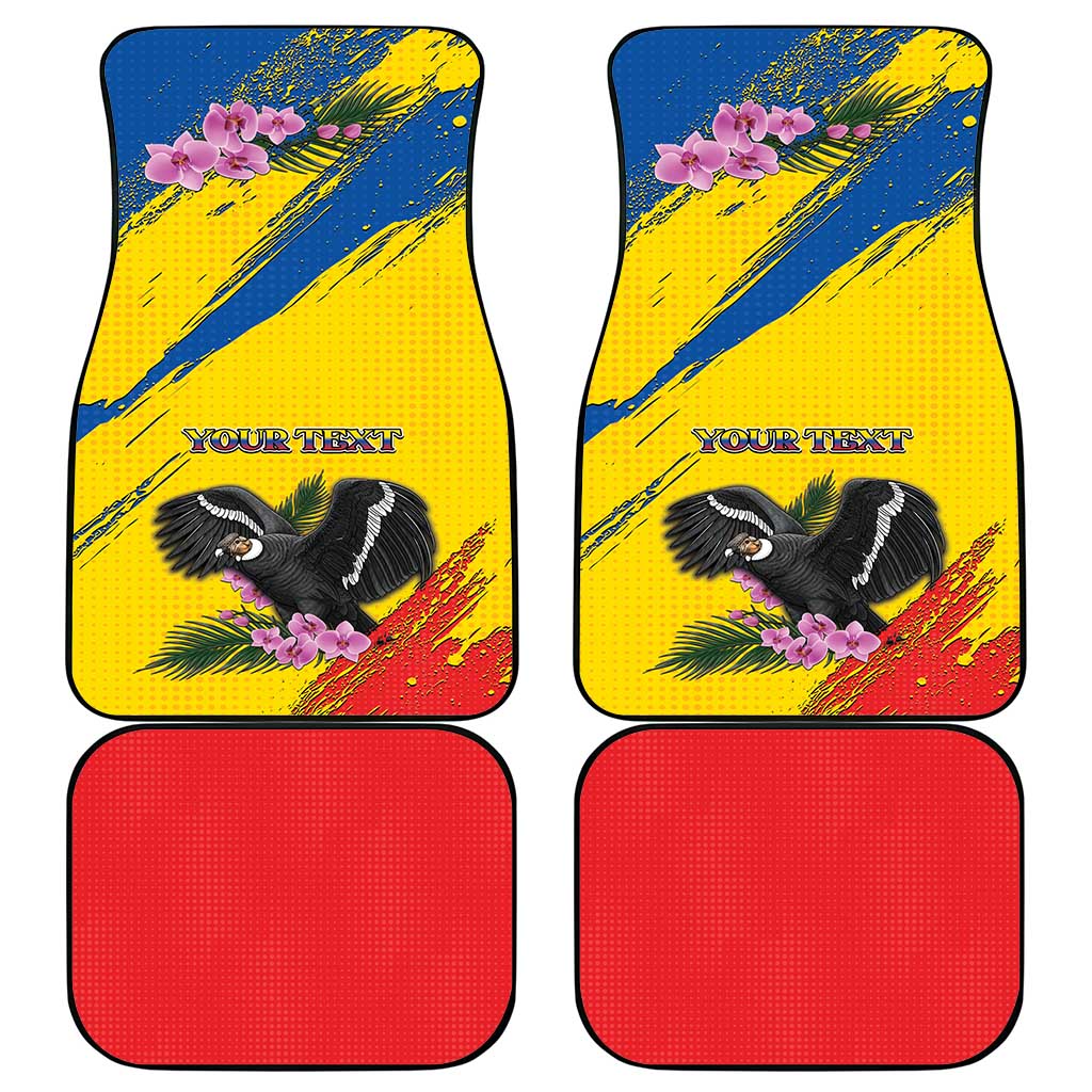 Personalized Ecuador Car Mats Andean Condor With Phalaenopsis Orchid - Wonder Print Shop