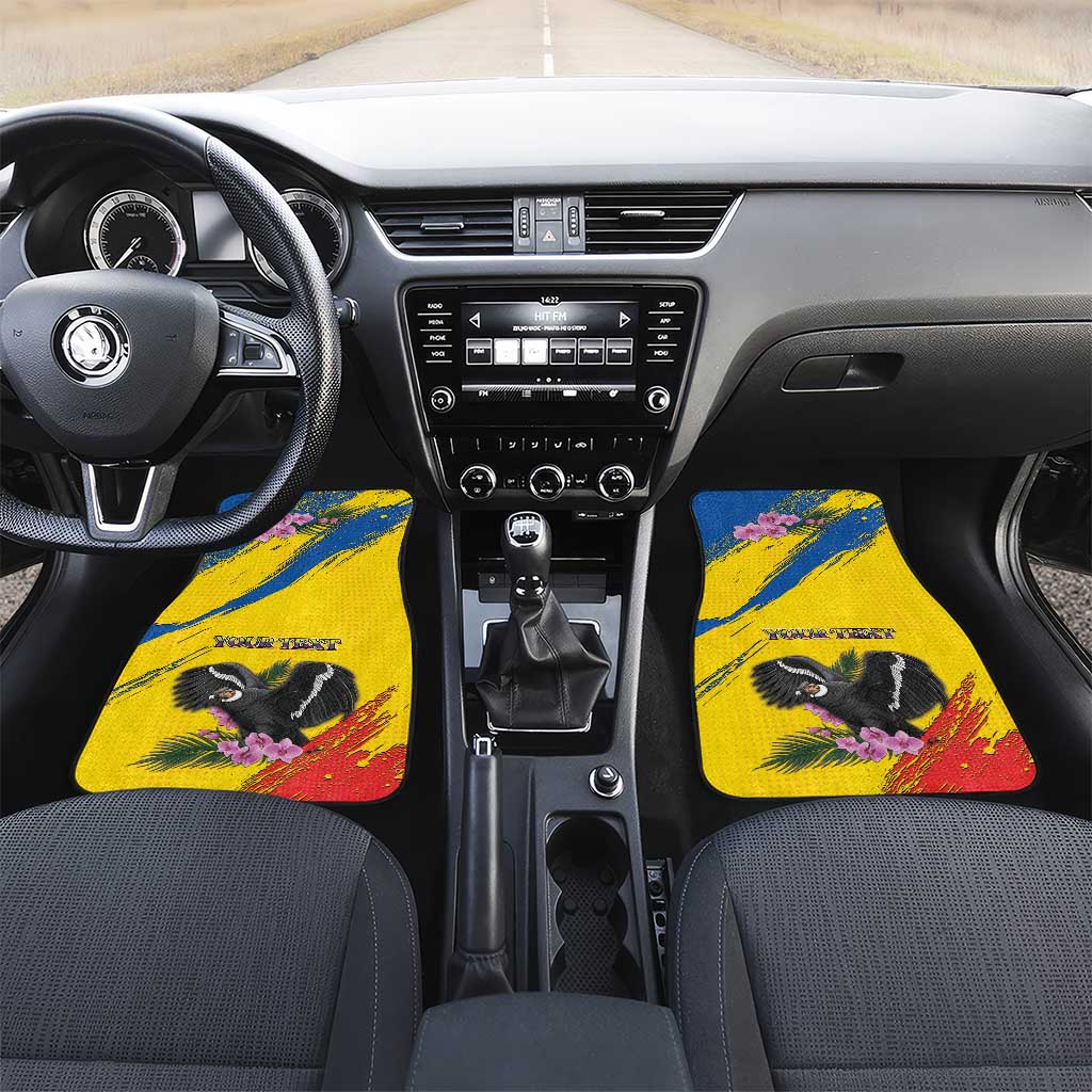 Personalized Ecuador Car Mats Andean Condor With Phalaenopsis Orchid - Wonder Print Shop