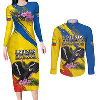 Personalized Ecuador Couples Matching Long Sleeve Bodycon Dress and Long Sleeve Button Shirt Andean Condor With Phalaenopsis Orchid - Wonder Print Shop