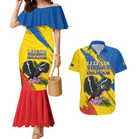 Personalized Ecuador Couples Matching Mermaid Dress and Hawaiian Shirt Andean Condor With Phalaenopsis Orchid - Wonder Print Shop